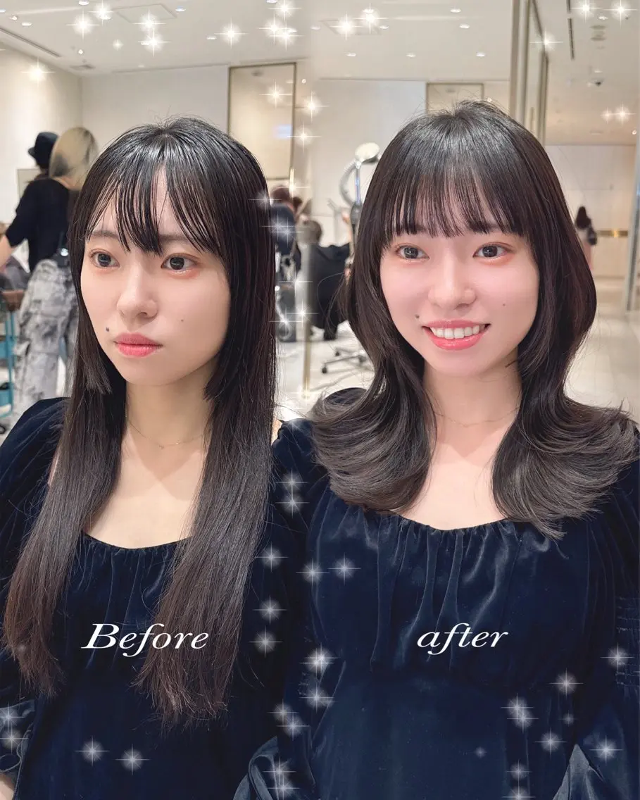 ロング カラー カット ヘアカラー トリートメント ヘッドスパ ヘアセット 韓国ヘア/レイヤー/ 顔まわり/りょーとのヘアスタイル