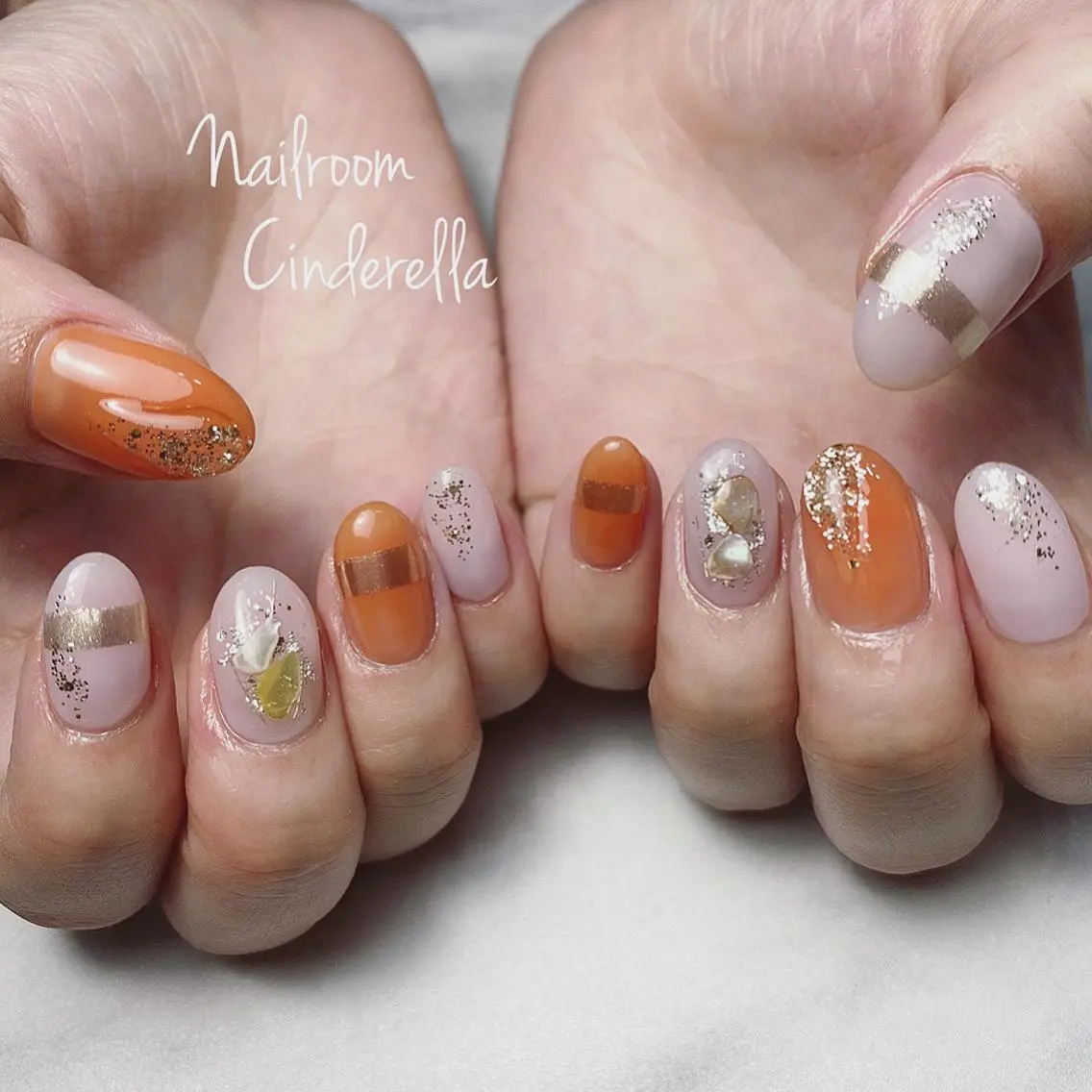 ネイル オレンジ Nailroom. Cinderellaのネイルデザイン