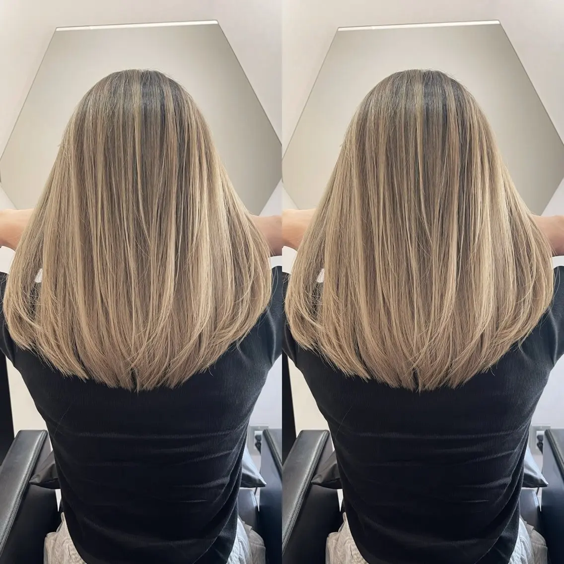 セミロング ヘアカラー Y Uのヘアスタイル