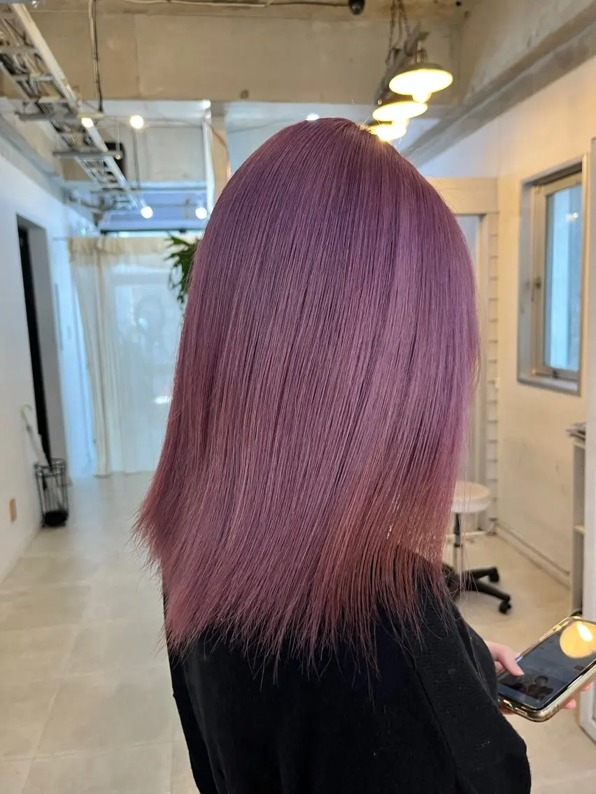 ミディアム カラー ピンクカラー ヘアカラー トリートメント ダブルカラー メンズパーマ大成のヘアスタイル