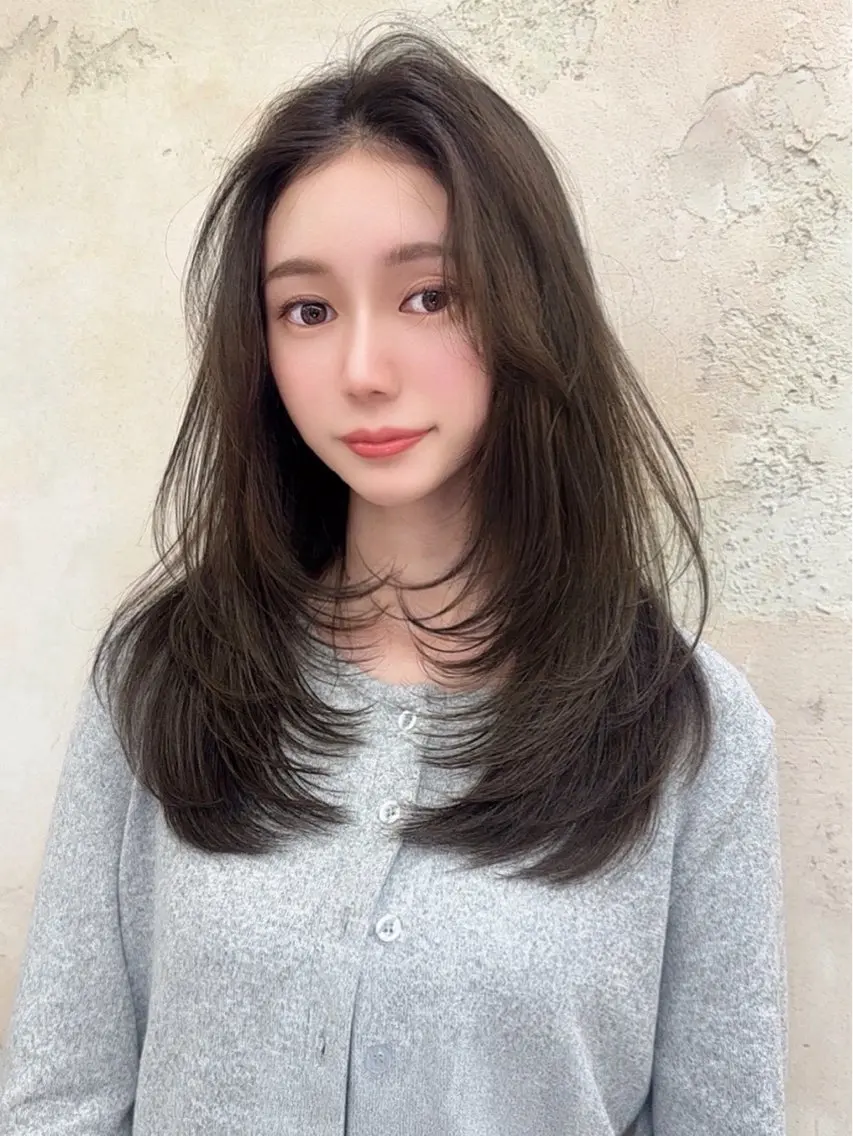 セミロング ワンカラー/縮毛矯正 /あさひのヘアスタイル