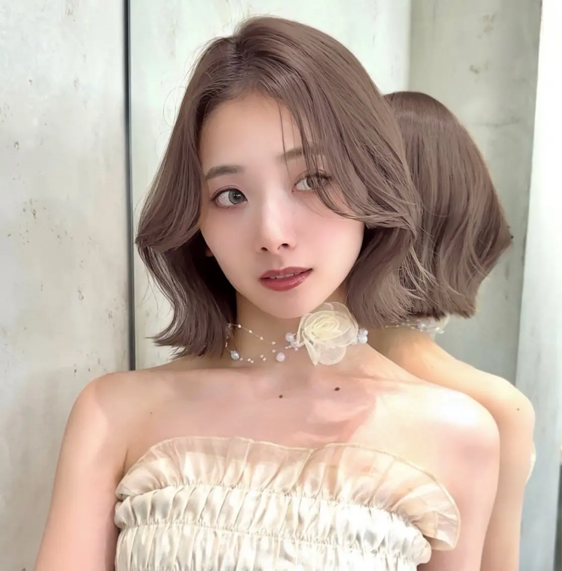 ショート カラー カット ヘアカラー トリートメント 莉乃/縮毛矯正/髪質 改善/艶カラーのヘアスタイル