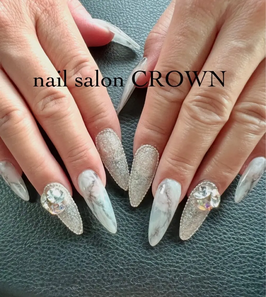 ネイル アートネイル ジェルネイル 大理石ネイル(マーブル) スカルプネイル シンプルネイル nail salon CROWNのネイルデザイン