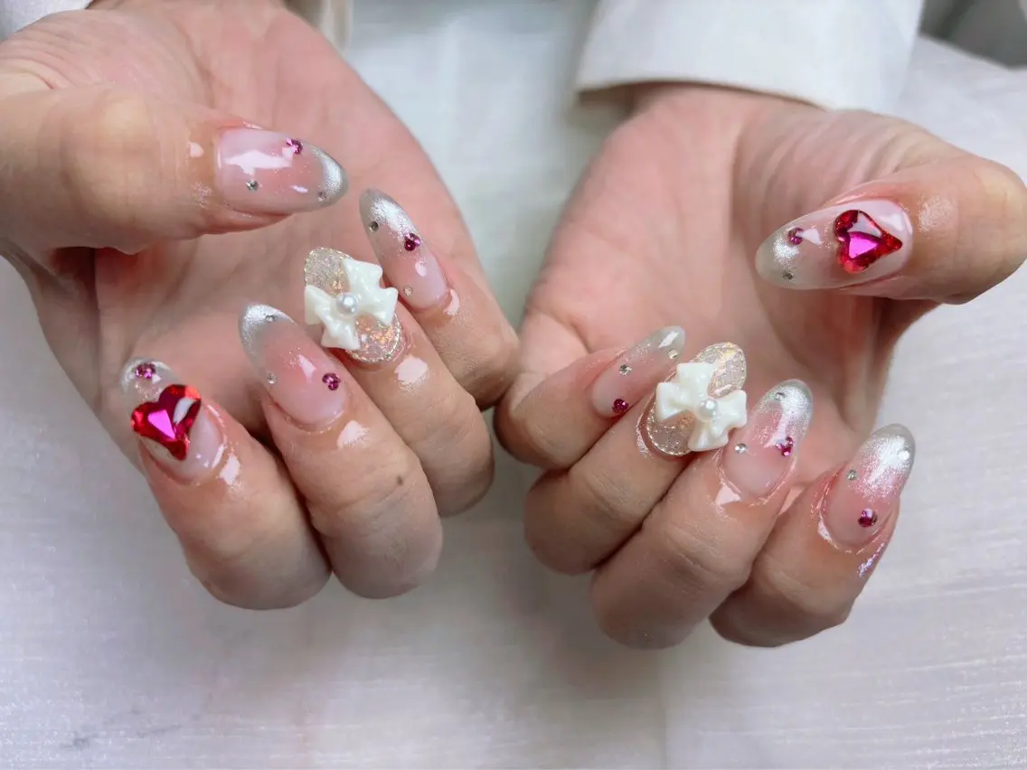 ネイル アートネイル フットネイル フレンチネイル ジェルネイル ハート Babarla Nailのネイルデザイン