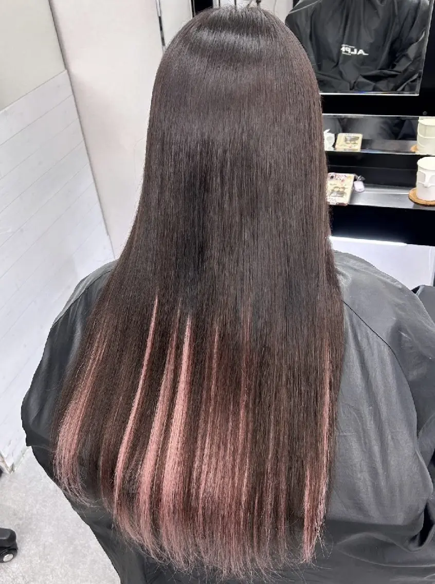 ロング カラー ピンクカラー エクステ エクステ ベルグロー アルファのヘアスタイル