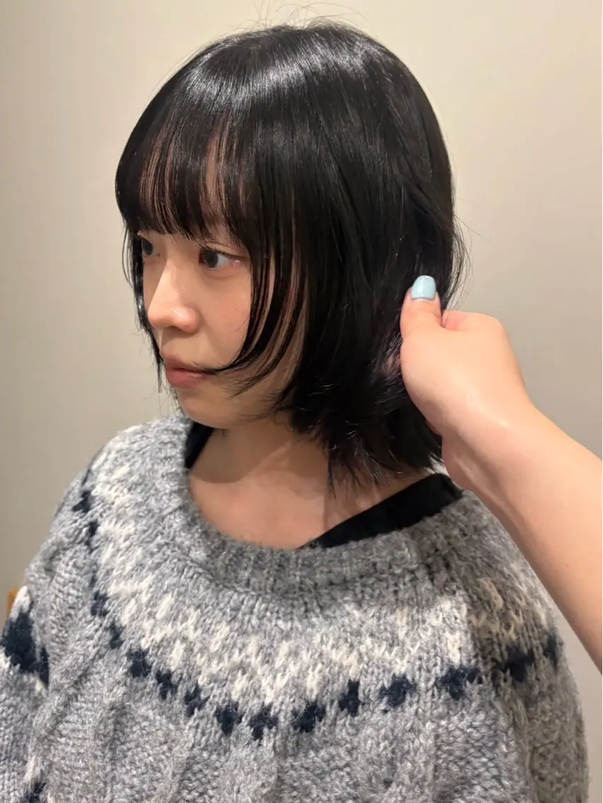 ミディアム 顔周りカット カット yumemiレイヤー ✴︎ 透明感カラーのヘアスタイル