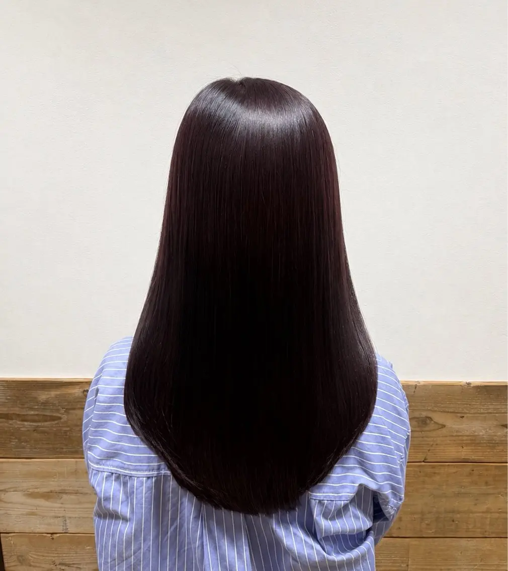 ロング カラー ボルドーカラー レイヤーカット ローレイヤー カット ヘアカラー 林 彩香のヘアスタイル