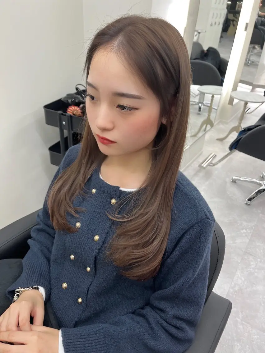 セミロング カラー 心斎橋/ブリーチなし 髪質改善/レイヤーのヘアスタイル