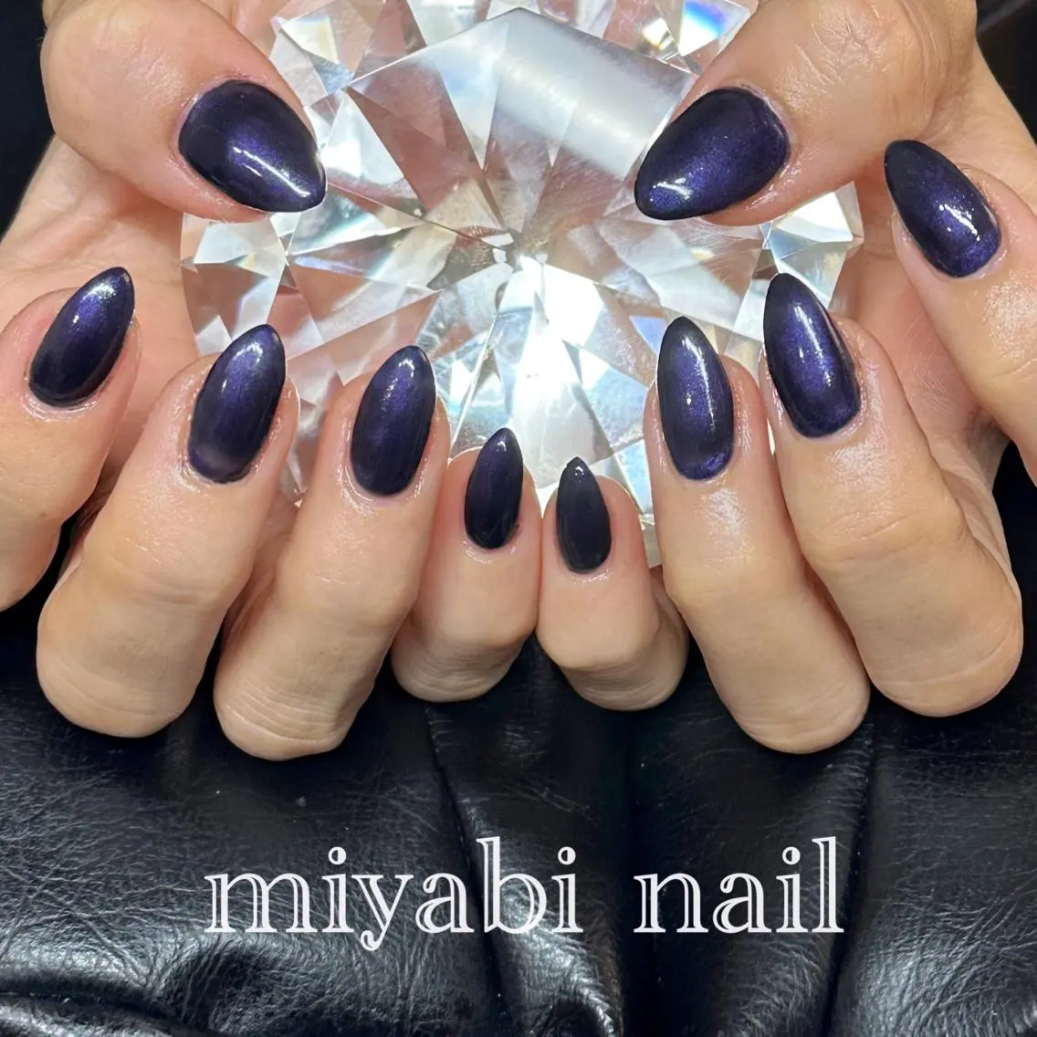 ネイル ジェルネイル ネイビー ワンカラーネイル シンプルネイル 冬ネイル ハンドネイル miyabi nail 桂川駅近くのネイルデザイン