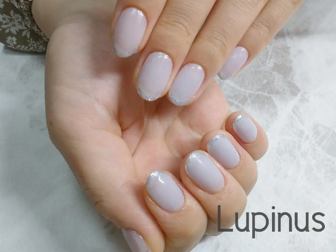ネイル フレンチネイル シルバー Lupinus ルピナスのネイルデザイン