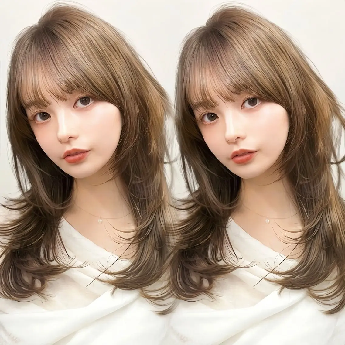 セミロング カラー カット ヘアカラー トリートメント 新宿/レイヤーカット 髪質改善/小顔見せのヘアスタイル