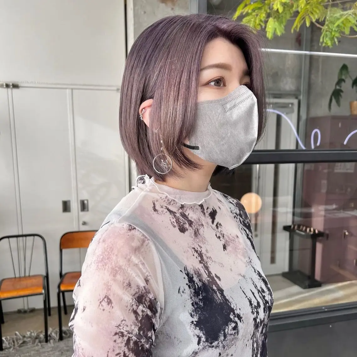 ミディアム カラー グレージュ ラベンダーカラー ラベンダーグレージュ ラベンダーグレー ピンクカラー カット ヘアカラー トリートメント レイヤー / メンズ 🇰🇷 細江 美紅のヘアスタイル