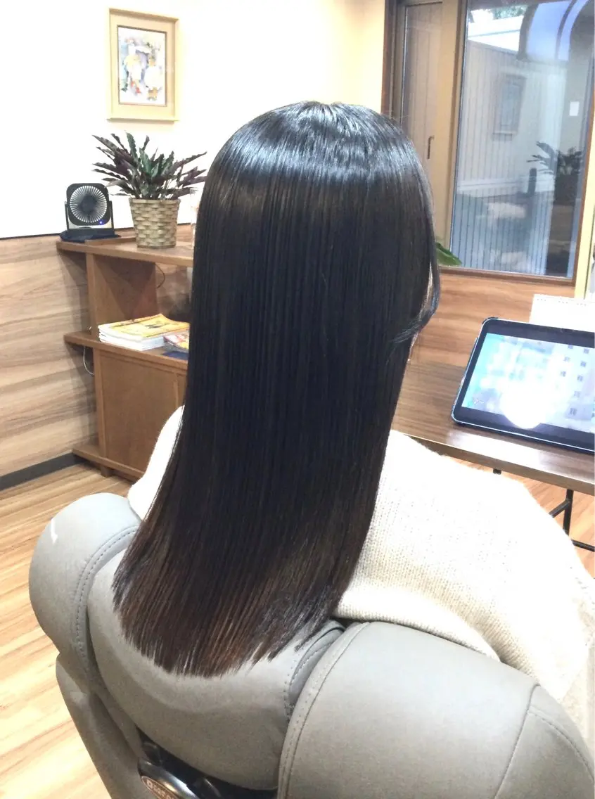 ロング パーマ ストレートパーマ 縮毛矯正 トリートメント Annon プライベートサロンのヘアスタイル