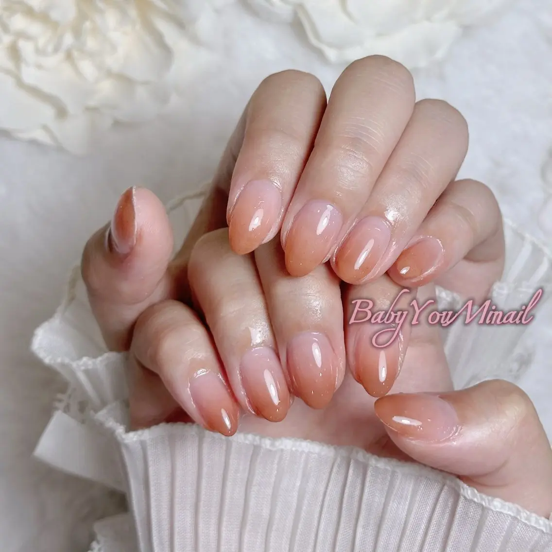 ネイル オーロラネイル チークネイル 成人式 フットネイル フレンチネイル ハンドネイル ハンドケア BabyYouMi nailのネイルデザイン
