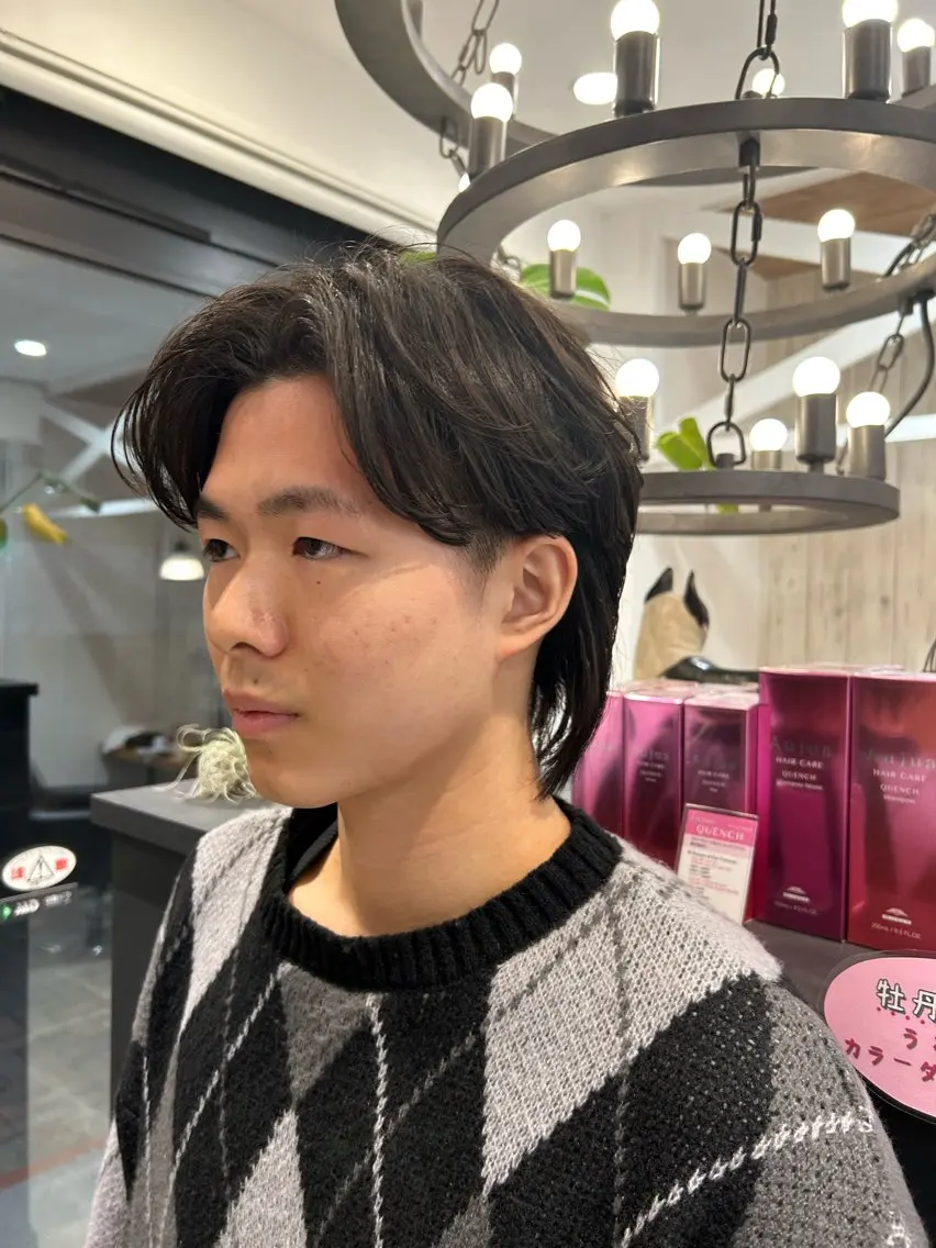 ショート パーマ メンズ カット パーマ 鈴村 大介のヘアスタイル