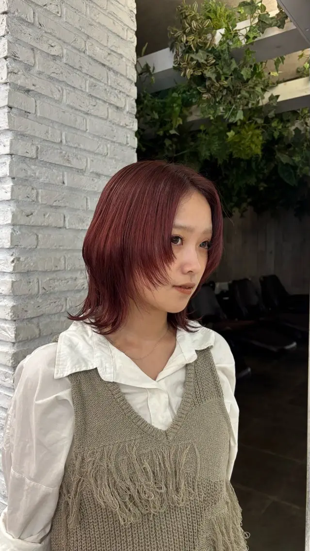 ミディアム カラー ヘアカラー 濱田 真尋のヘアスタイル