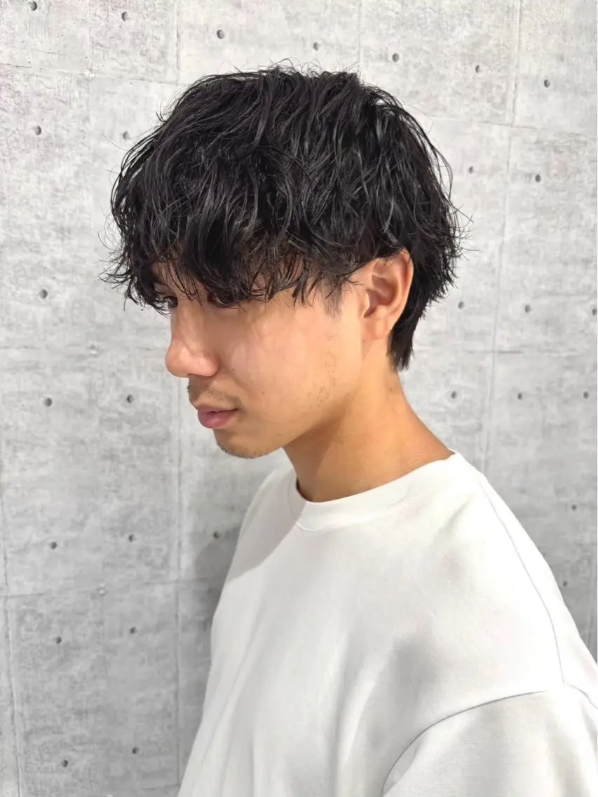 ショート パーマ メンズ メンズハイライト × perm Runoのヘアスタイル