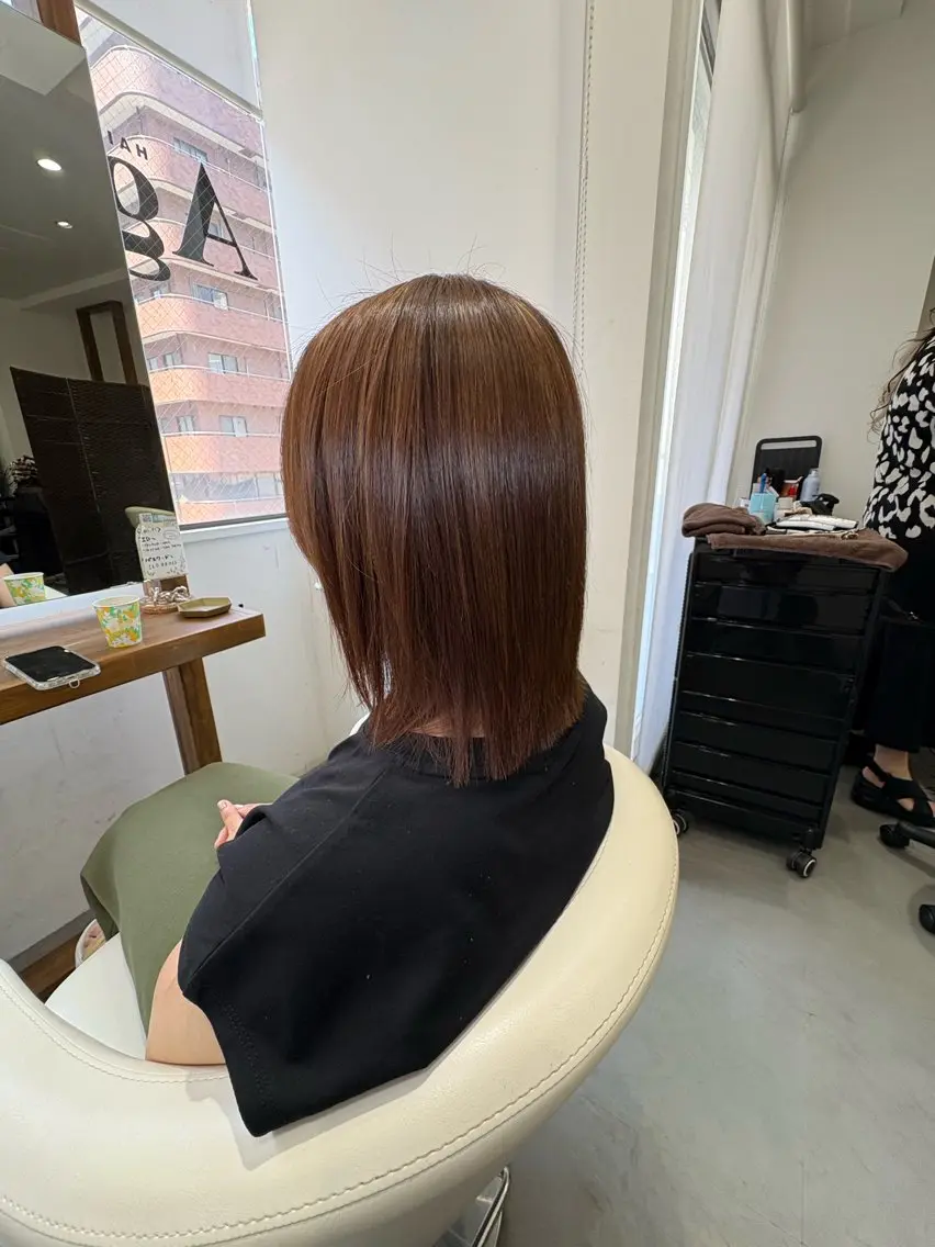 ミディアム ハイライト 髪質改善 安積 秀則のヘアスタイル