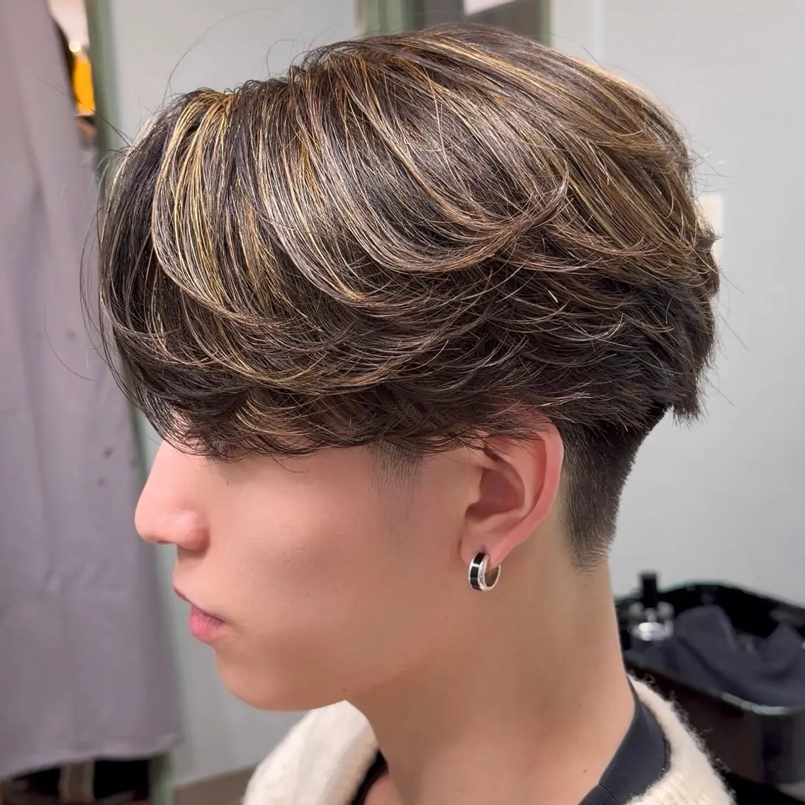 パーマ メンズ メンズハイライト カット ヘアカラー パーマ メンズパーマ/メンズ カット/たばたよしきのヘアスタイル