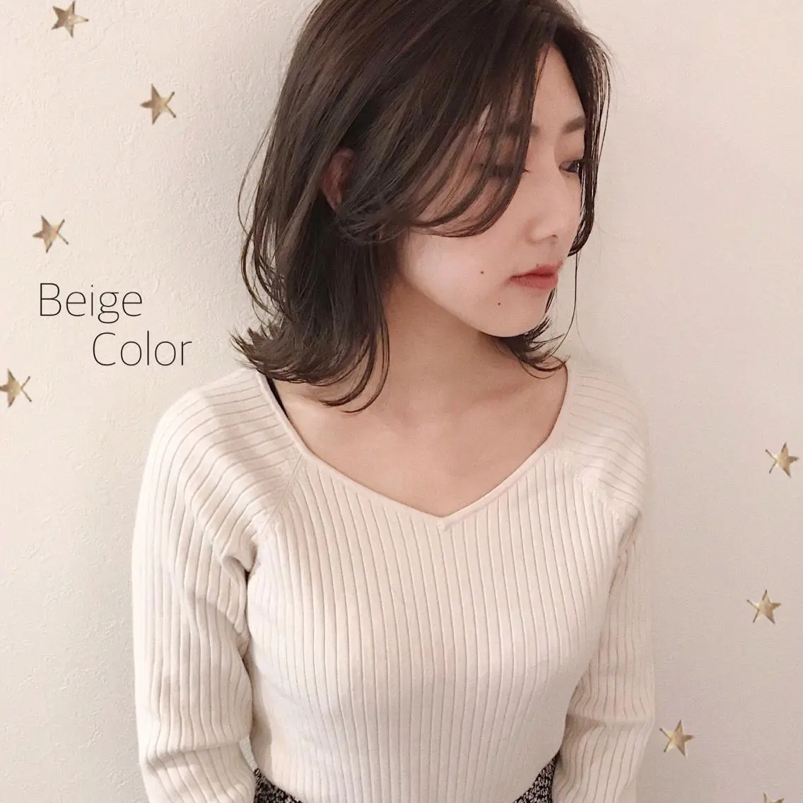 ミディアム カラー カット ヘアカラー 市川 千夏のヘアスタイル