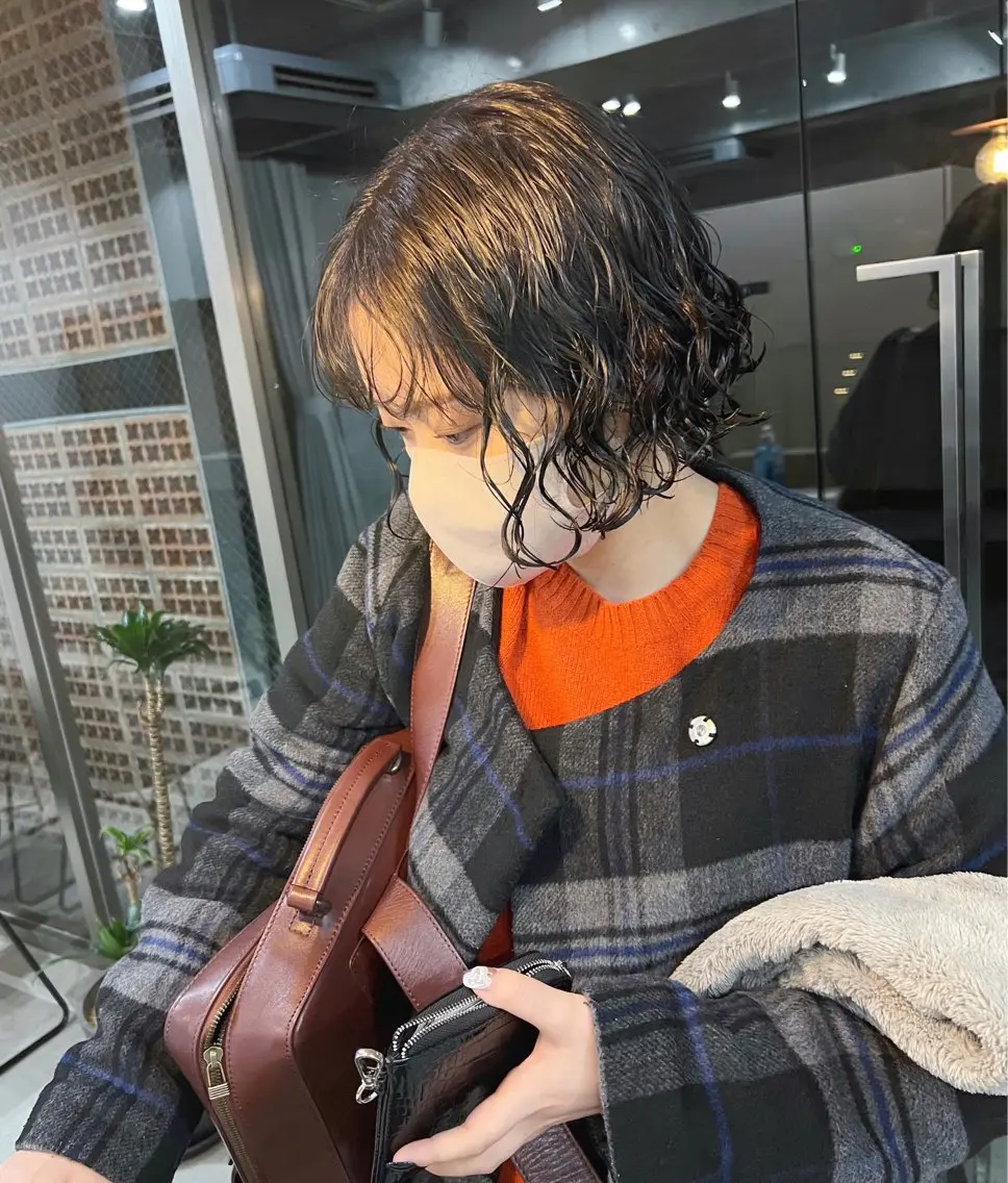 ショート パーマ カット パーマ トリートメント ボブパーマコテ巻き風 パーマNo1深江秀平のヘアスタイル