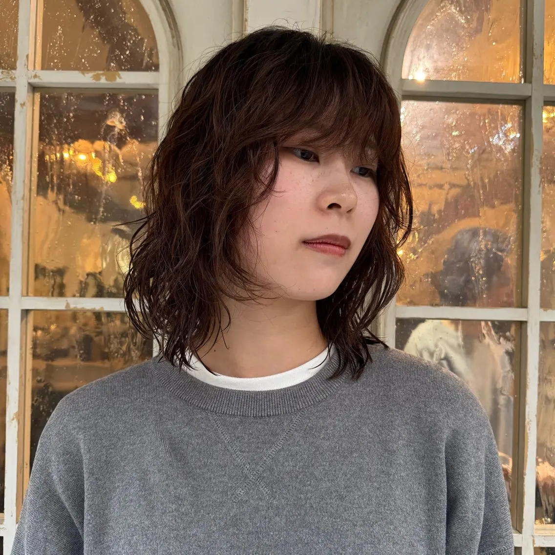 ミディアム パーマ ミディアムパーマ カット パーマ トリートメント 山本 優志のヘアスタイル