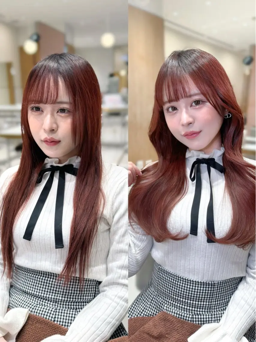 ロング カラー カット ヘアカラー トリートメント ヘッドスパ ヘアセット 韓国ヘア/レイヤー/ 顔まわり/りょーとのヘアスタイル