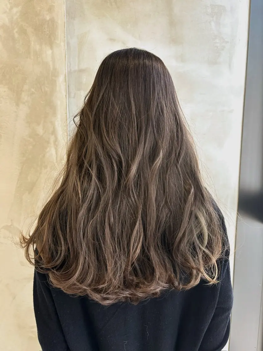 ロング カラー カット ヘアカラー まさとレイヤーカット 透け感カラー/心斎橋のヘアスタイル