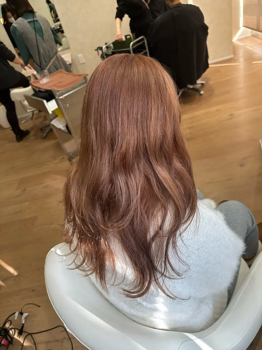 ロング ボブ ハイライト レイヤーカット 似合わせカット 巻ける髪質改善🫧ハ イライト/永田汰伊智のヘアスタイル