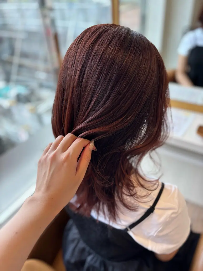 ミディアム カラー カット ヘアカラー トリートメント yui🥀/ボブ /ブリーチなしカラーのヘアスタイル