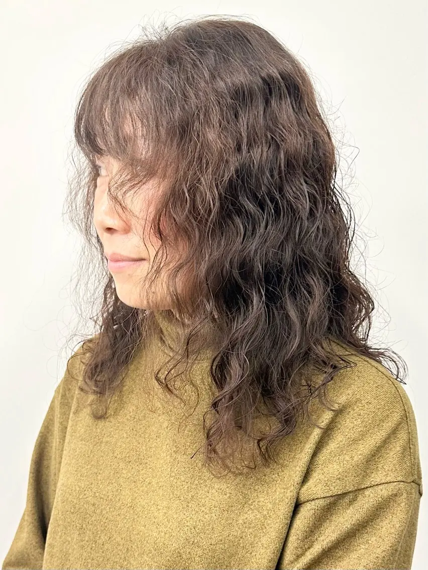 ロング パーマ カット パーマ ボブ/ゆるふわ ボブパーマ/とういのヘアスタイル