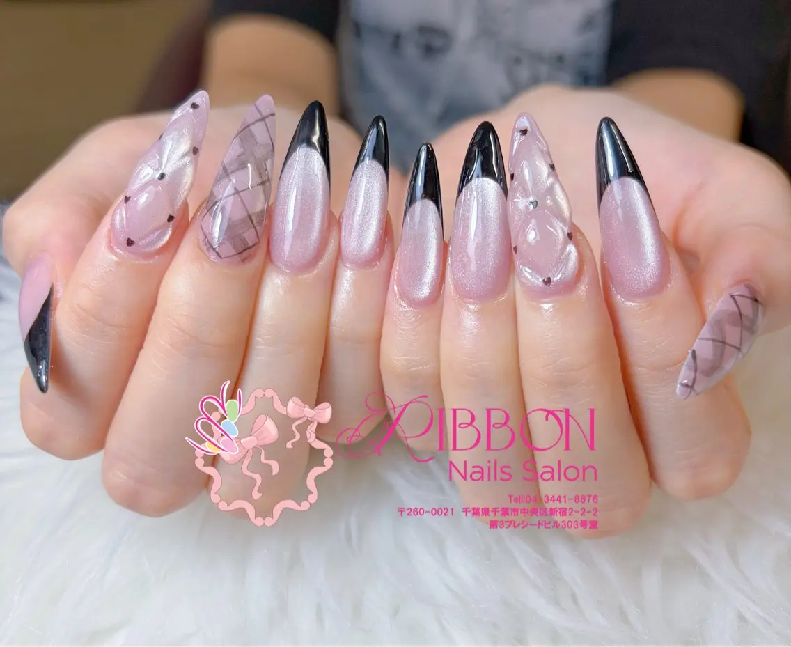 ネイル フットネイル フレンチネイル ジェルネイル マグネットネイル 持ち込み ハンドネイル Ribbonnail salonのネイルデザイン