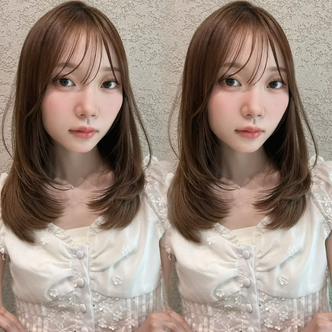 ミディアム カラー カット ヘアカラー トリートメント レイヤー/髪質改善 Lond ambreのヘアスタイル