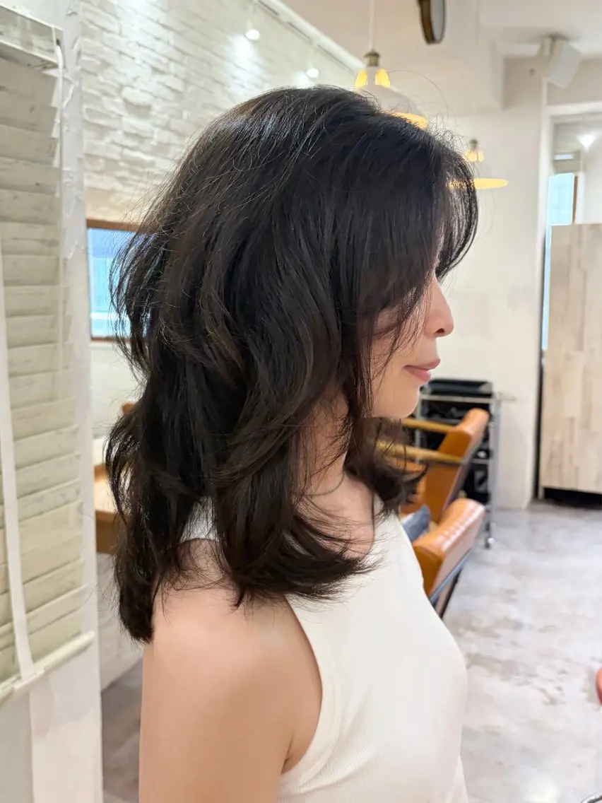 セミロング カット トリートメント 松下 倫子のヘアスタイル