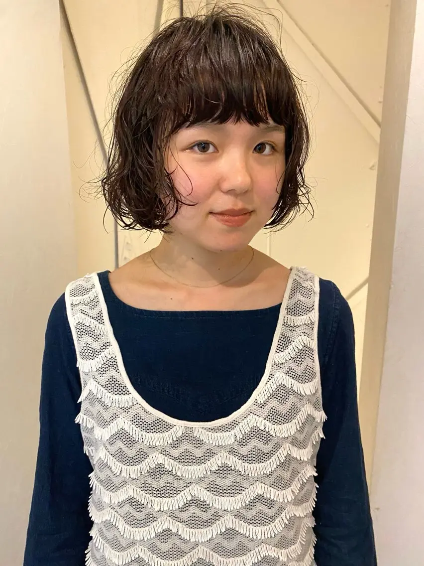 ショート パーマ ボブ ニュアンスパーマ 森貴裕/ベージュ/ パーマ/オリーブのヘアスタイル
