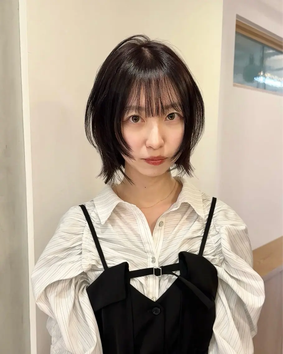 ショート ボブレイヤー ボブ レイヤーカット 似合わせボブ/縮毛 /ハイトーン/ひさとのヘアスタイル