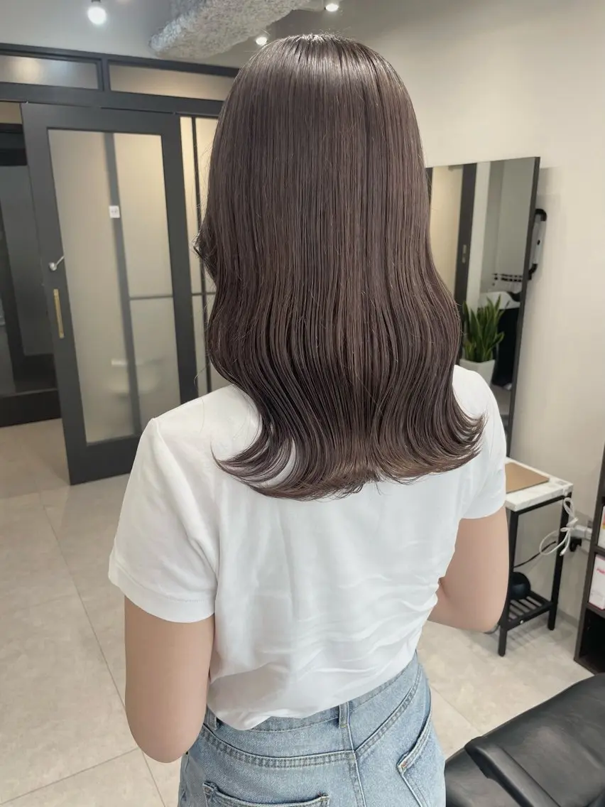 ミディアム カラー カット ヘアカラー トリートメント 髪質改善will hairdesignのヘアスタイル