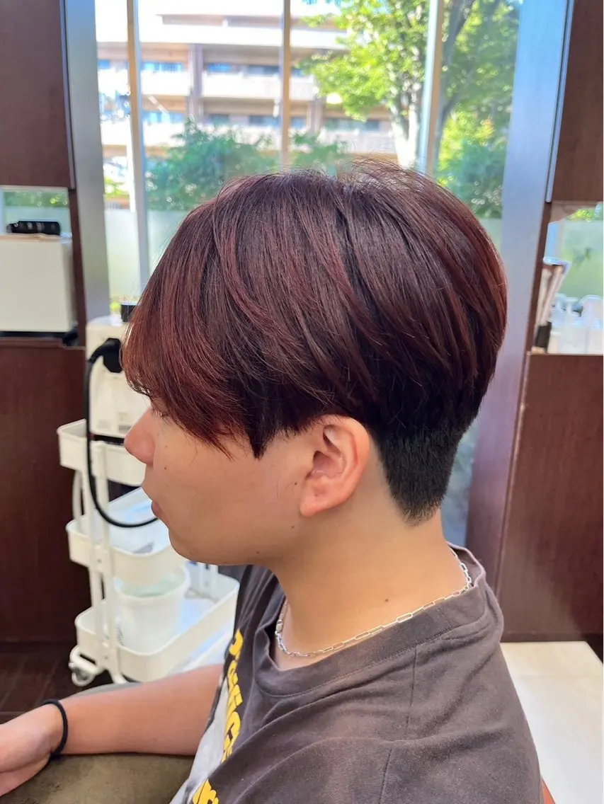 ショート カラー メンズ ブラウンカラー レッドカラー レッドブラウン カット レイヤー職人・ 似合せ美容師そうまのヘアスタイル