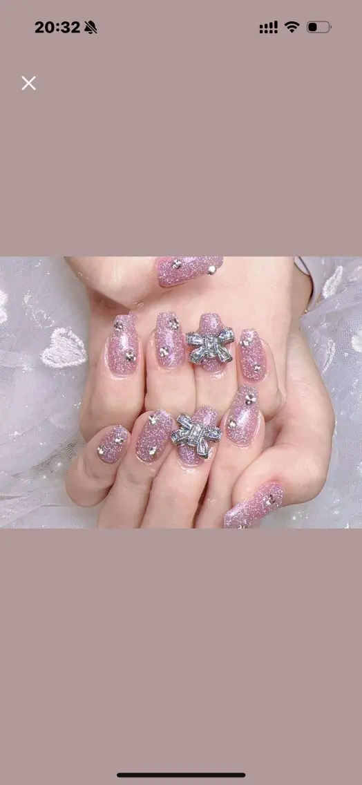 ワンカラ/フラッシュネイル+2リボンの写真