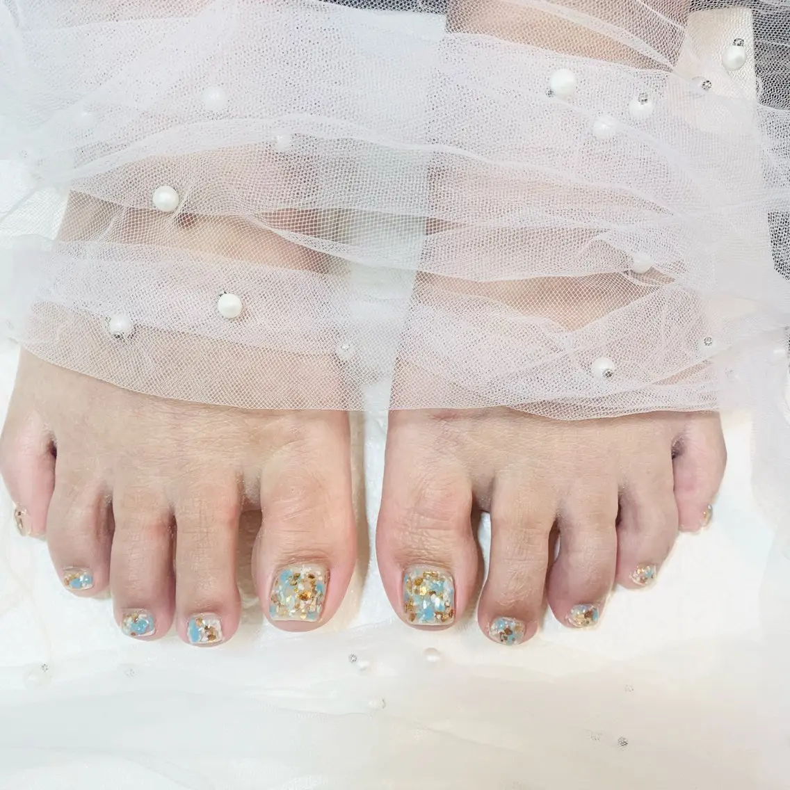 ✧ フット ワンカラーorラメグラデーションの写真