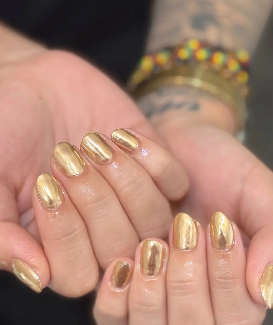 ネイル ゴールド メンズネイル ミラーネイル ハンドネイル MIMnail メンズネイリストのネイルデザイン