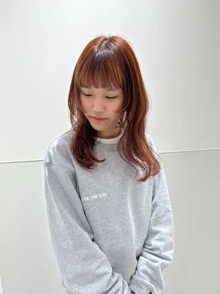 メンテナンスカット+カラー【暗髪カラー】【切りっぱなしヘア】【ミディアムヘア】【韓国ボブ】【レイヤーカット】【ボブ】の写真