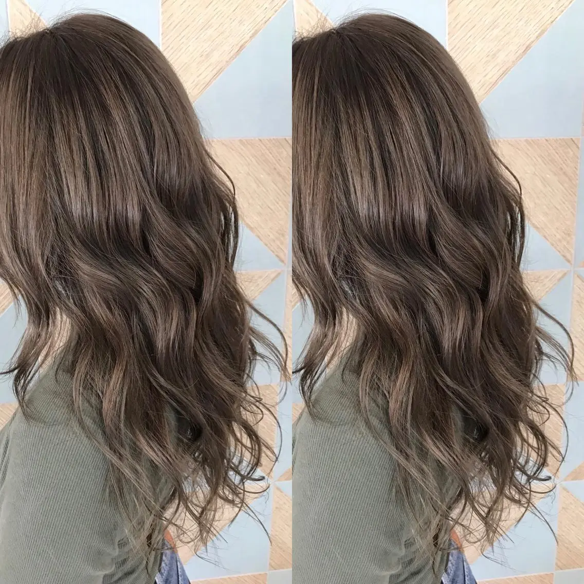 セミロング カラー 小栗 麻衣のヘアスタイル