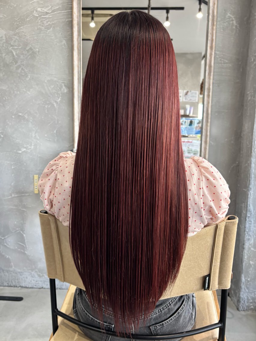 ロング カラー ブルーカラー レッドカラー ヘアカラー Kayo🐬 /ブリーチなしカラーのヘアスタイル