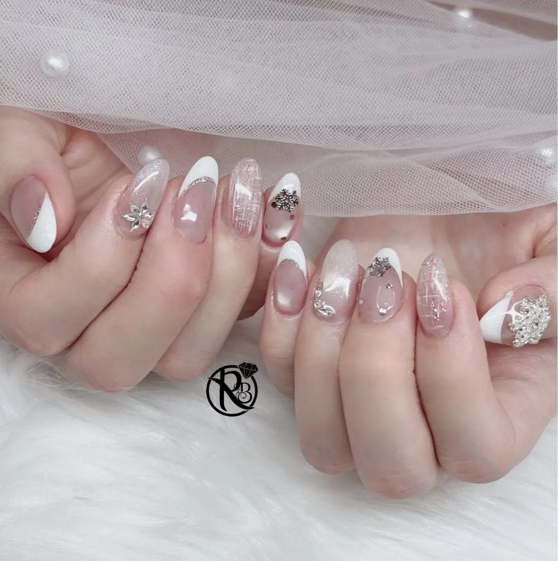 ネイル ボルドー ブラウン チークネイル ドット フットネイル ハンドネイル RUBY Nail 日暮里店のネイルデザイン