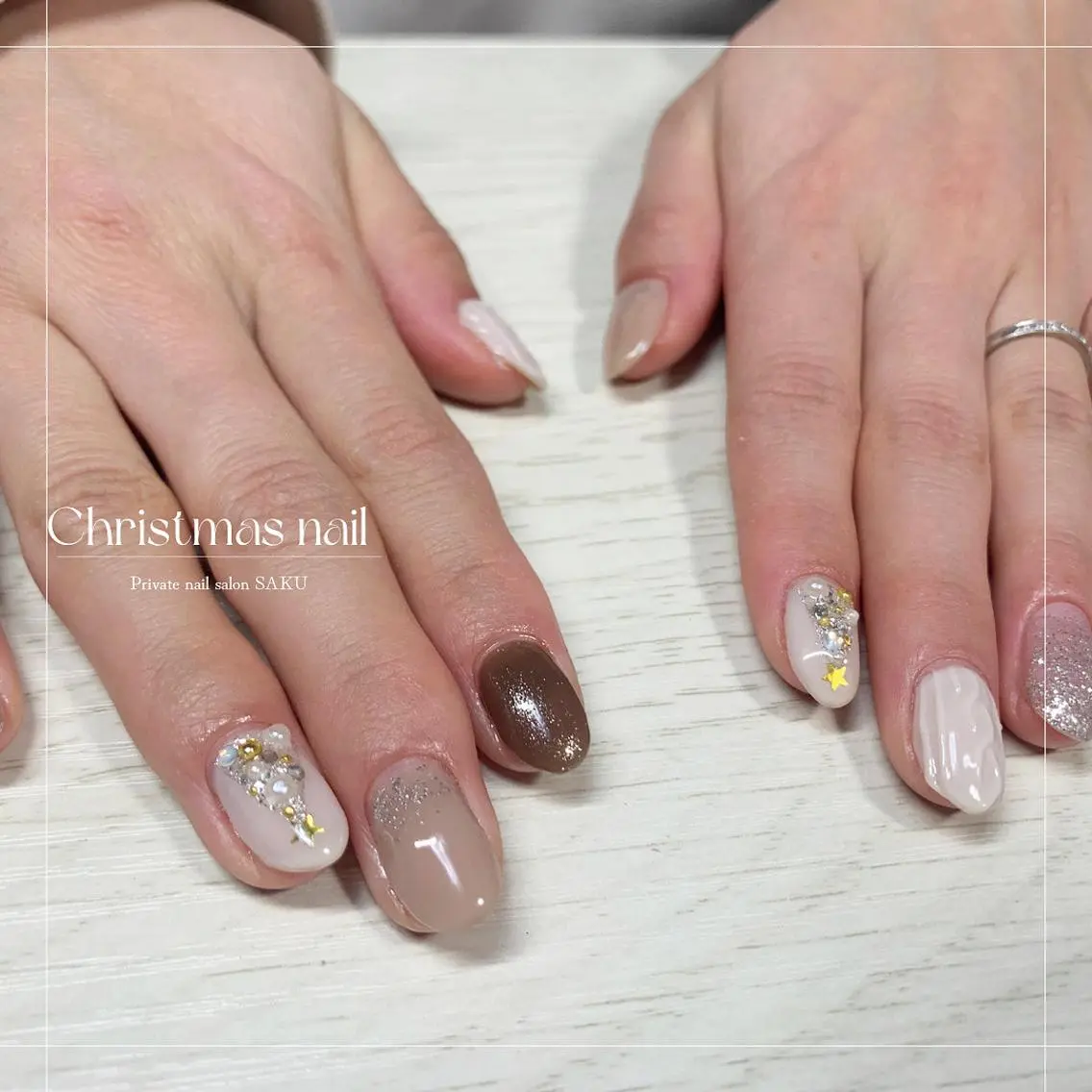 ネイル 冬ネイル クリスマス SAKU nail 作島茜のネイルデザイン