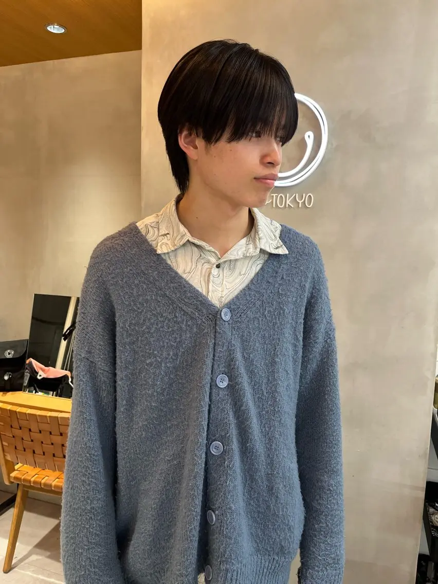 メンズ 縮毛矯正ボブ&顔まわ レイヤー♡TOMOEのヘアスタイル