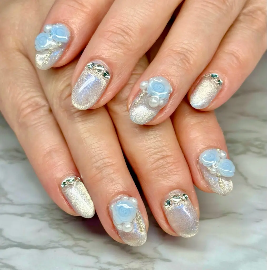 ネイル アートネイル マグネットネイル ニュアンスネイル リボン 夏ネイル Mai’s nailのネイルデザイン