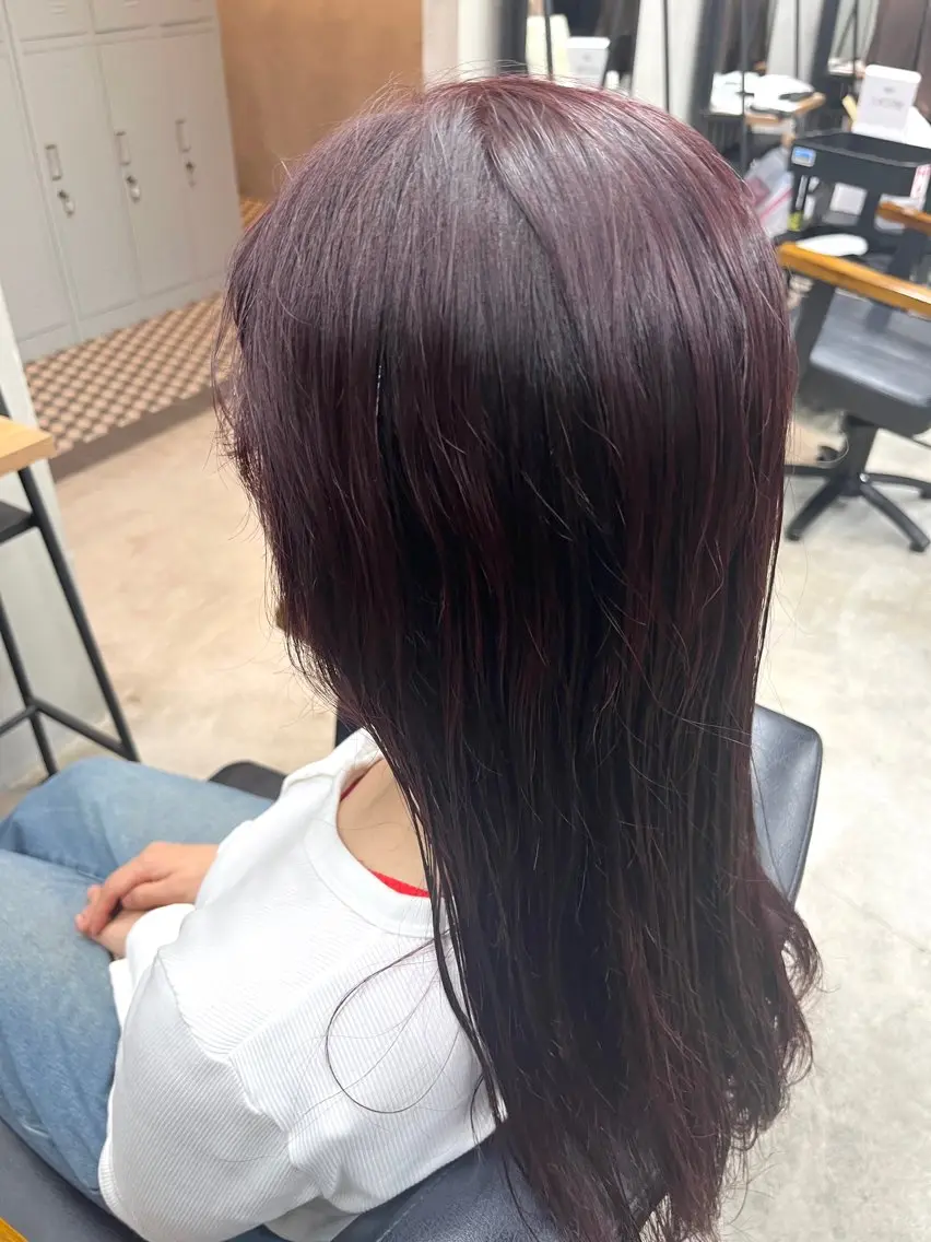 ロング カラー ボルドーカラー 馬場 大輝のヘアスタイル