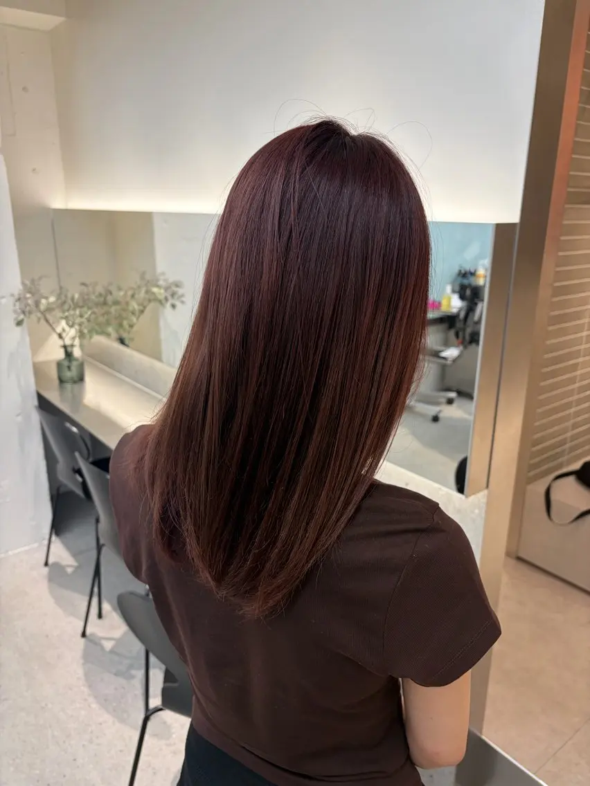 ミディアム カラー 透明感カラー ダブルカラー レッドカラー 鈴木 星允のヘアスタイル
